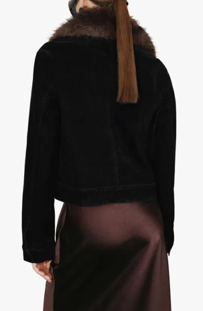 Mango Velvet Jacket With Fur Collar In Multi