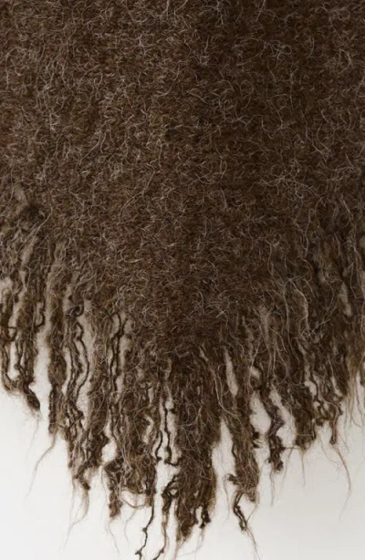 Mango Fringed Shawl In Brown