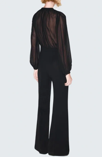Mango Long Sleeve V-neck Jumpsuit In Black