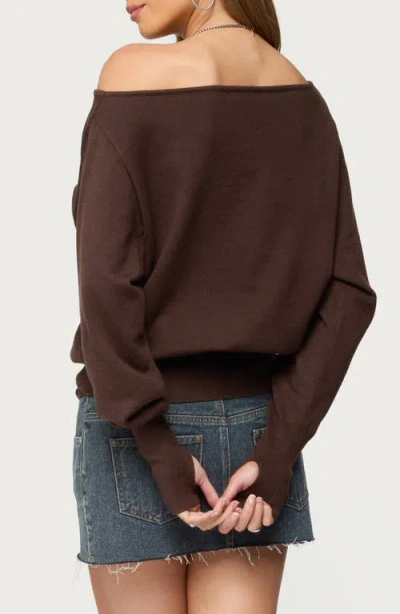 Edikted Oversize Off The Shoulder Sweater In Brown
