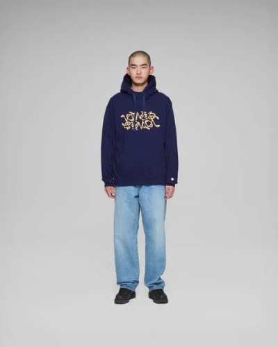 Vowels Double Scribble Hoodie In Blue