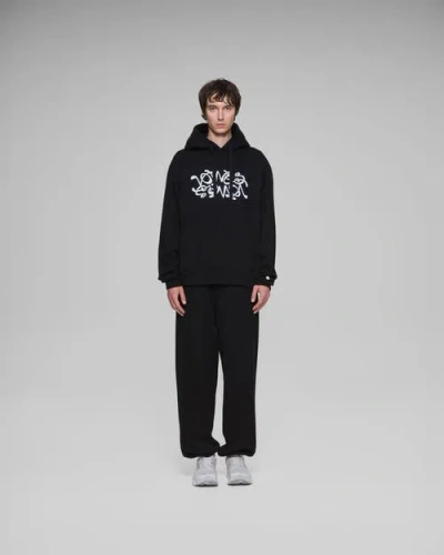 Vowels Double Scribble Hoodie In Black