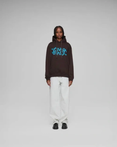 Vowels Double Scribble Hoodie In Brown