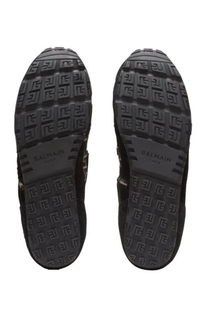 Balmain Racer 45 Monogram Jacquard Lace Up Sneakers In Black