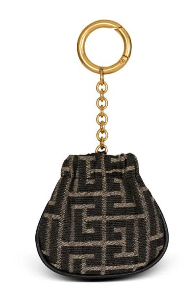 Balmain Pulse Monogram Jacquard Key Ring In Black