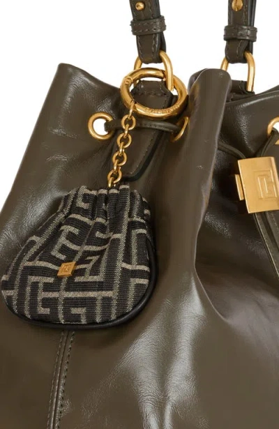 Balmain Pulse Monogram Jacquard Key Ring In Black