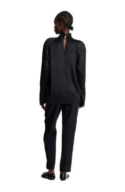 Balmain Draped Silk Blouse In Black