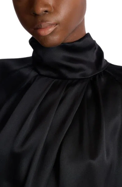 Balmain Draped Silk Blouse In Black