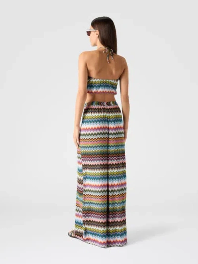 Missoni Top In Lamé Viscose With Pixel-effect Zigzag Pattern And Halter Neckline In Multi