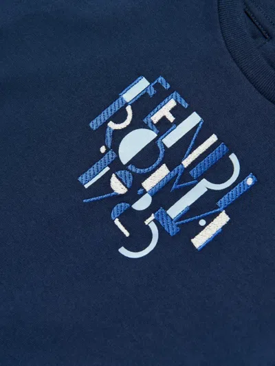 Fendi Logo-embroidery T-shirt In Blue