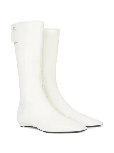 Courrèges Logo-detail Flat Boots In White