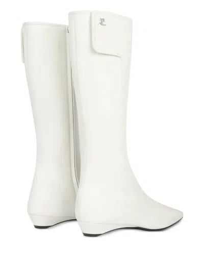 Courrèges Logo-detail Flat Boots In White