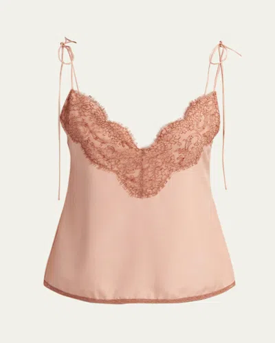 Valentino Lace-trimmed Silk Crepe De Chine Camisole In Pattern