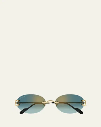 Cartier Gradient Metal Rectangle Sunglasses In Multi