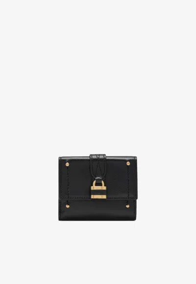 Chloé Paddington Embellished Textured-leather Cardholder In Black