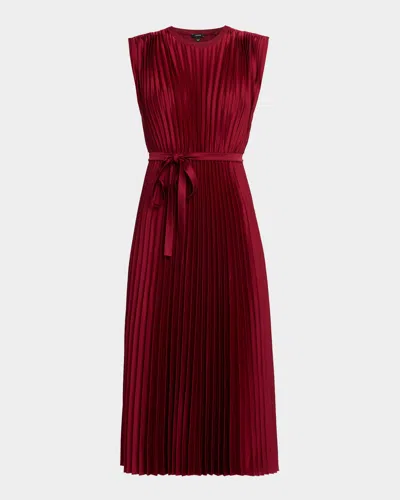 Joseph Volta Sleeveless Pleated Midi Dress In Red