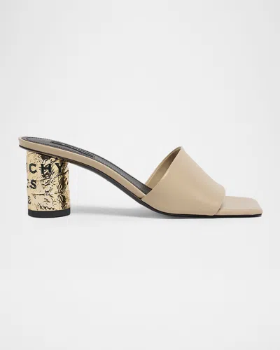 Givenchy Tape Heeled Mules In Mirror Effect Leather In Neutral