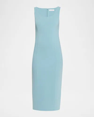 Michael Kors Double Faced Stretch Wool Crepe Scoopneck Sheath Dress In Blue