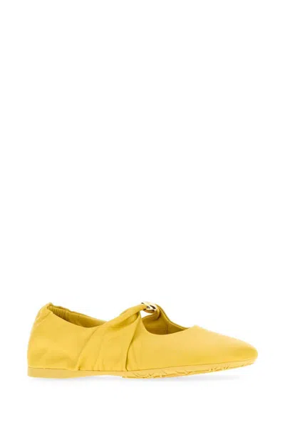 Loewe Nappa Leather Ballerinas Flat Sole Round Toe In Yellow