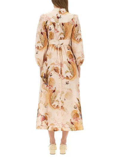 Zimmermann "ascension Plunge" Midi Dress In Multi