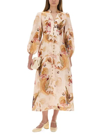 Zimmermann "ascension Plunge" Midi Dress In Multi
