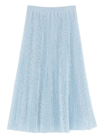Ermanno Scervino Long Skirt Pleated Midi Lace Elastic In Blue