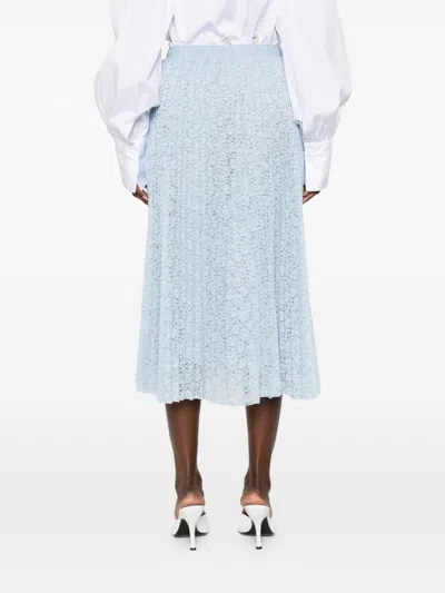 Ermanno Scervino Long Skirt Pleated Midi Lace Elastic In Blue