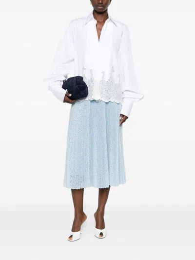 Ermanno Scervino Long Skirt Pleated Midi Lace Elastic In Blue