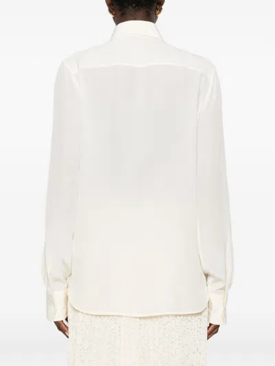 Ermanno Scervino Silk Shirt Embroidered Long Sleeves Sheer Design In Neutral