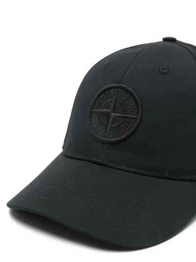 Stone Island Compass Pattern Baseball Cap In Black