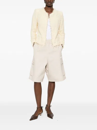 Iro Shavani Cotton Jacket Long Sleeves Open Front In Neutral