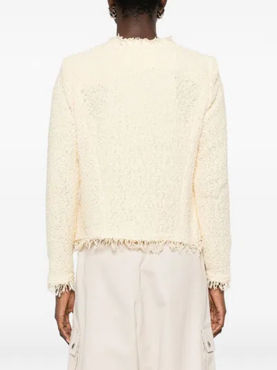 Iro Shavani Cotton Jacket Long Sleeves Open Front In Neutral