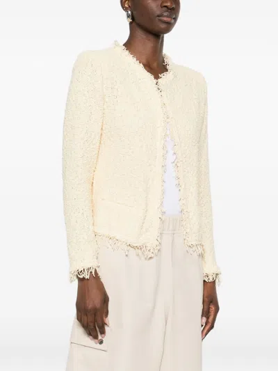 Iro Shavani Cotton Jacket Long Sleeves Open Front In Neutral