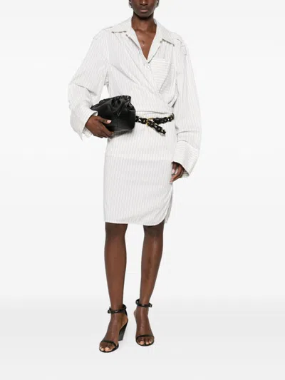 Iro Lazul Cotton Dress Wrap Front Stripe In White