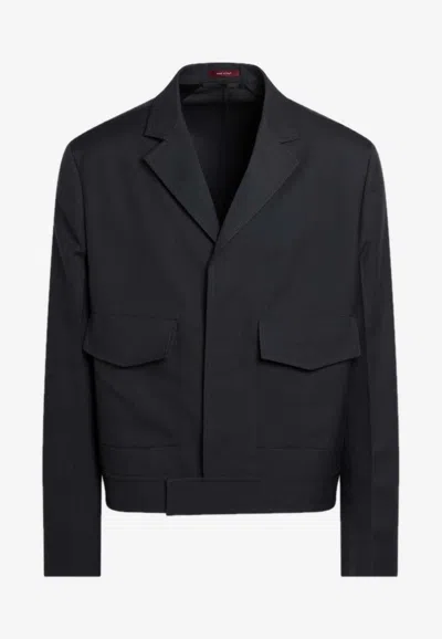 Gucci Dark Grey Jacket In Wool Gabardine Men In Black