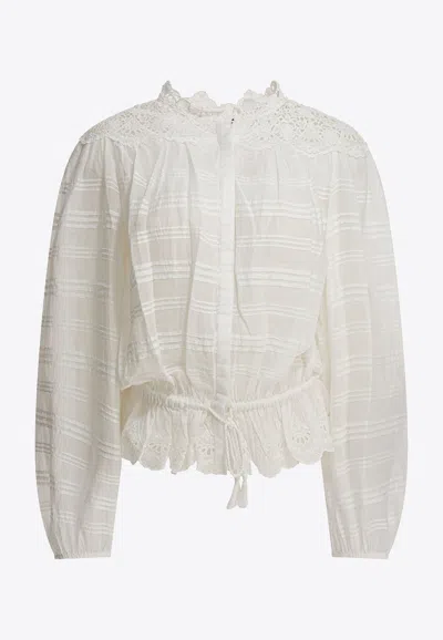 Isabel Marant Étoile Blusa Bianca In Cotone Con Colletto Ricamato Marant Etoile In White