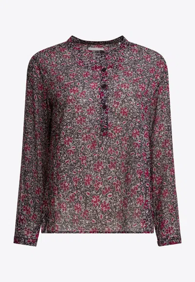 Isabel Marant Étoile Maria Floral Buttoned Top In Gray