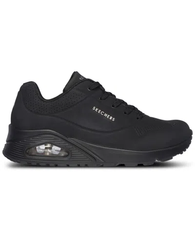 Skechers Womens Black Uno Stand On Air Faux-leather Trainers