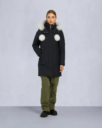 Moose Knuckles Stirling Down Parka With Genuine Shearling Trim In Black