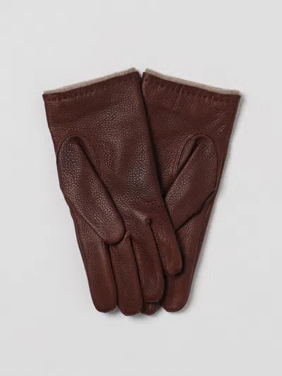 Orciani Leather Gloves In Brown
