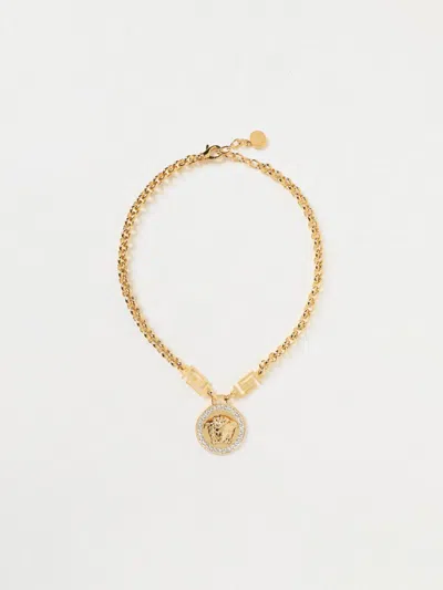 Versace Icon Medusa Crystal Necklace In Gold