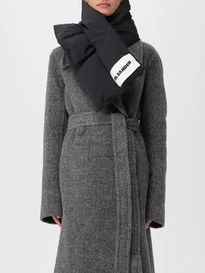 Jil Sander Distinctive Edging Polyester Scarf In Black