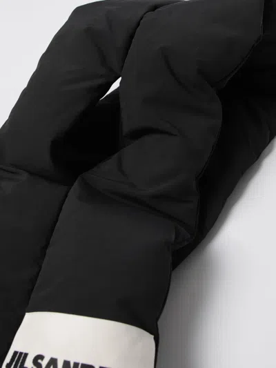 Jil Sander Distinctive Edging Polyester Scarf In Black