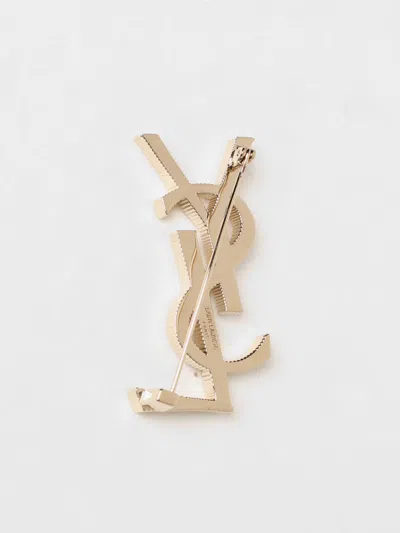 Saint Laurent Gold Metal Cassandre Brooch In Gold