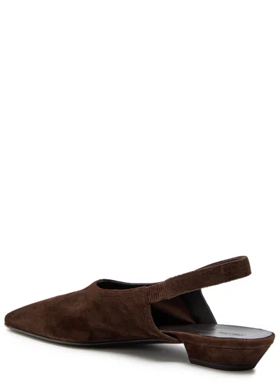 Khaite Cecilia Suede Slingback Flats In Brown