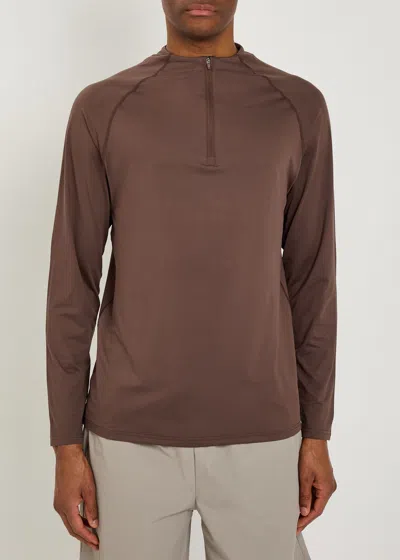 Condition Core Quarter-zip Stretch-jersey Top In Brown