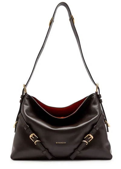 Givenchy Medium Voyou Calfskin Shoulder Bag With Buckle Fastening In Brown