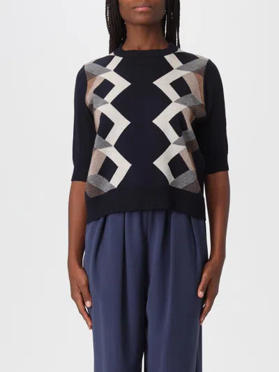 Lorena Antoniazzi Geometric Knit T-shirt In Blue