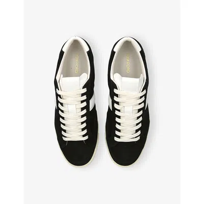 Tom Ford Blake Sneakers Suede Upper Contrast Stripe Rubber Sole In Black