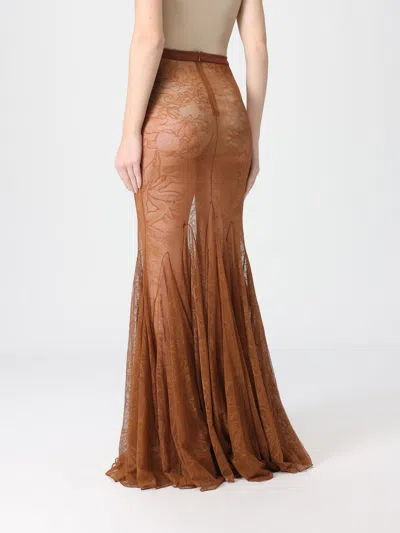 David Koma Floral Lace Maxi Skirt With Fishtail Hem And Zip Fastening In Brown